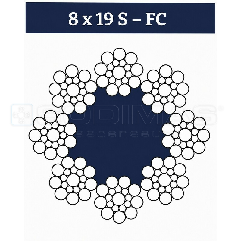 CABLE DE TRACTION ELSTAR 8SF TEXTILE 8x19S+FC DIAMETRE 12 69.2 kN