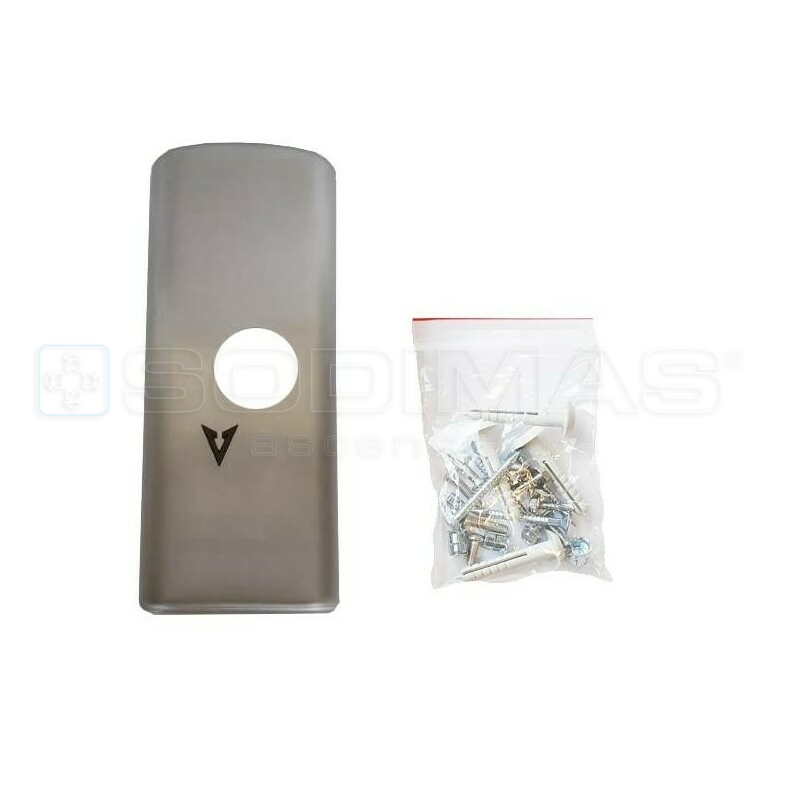 Boite palière applique vierge, 83 x 203mm, inox brossé, Synia descente, 1 bouton