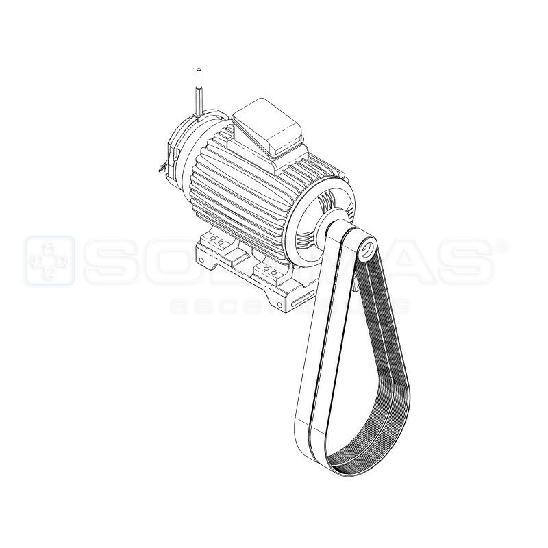 Ensemble chaise support moteur Sodiciel 3 - 1000 kg (support, moteur B3 7 kW, 2 courroies, frein K7, codeur)